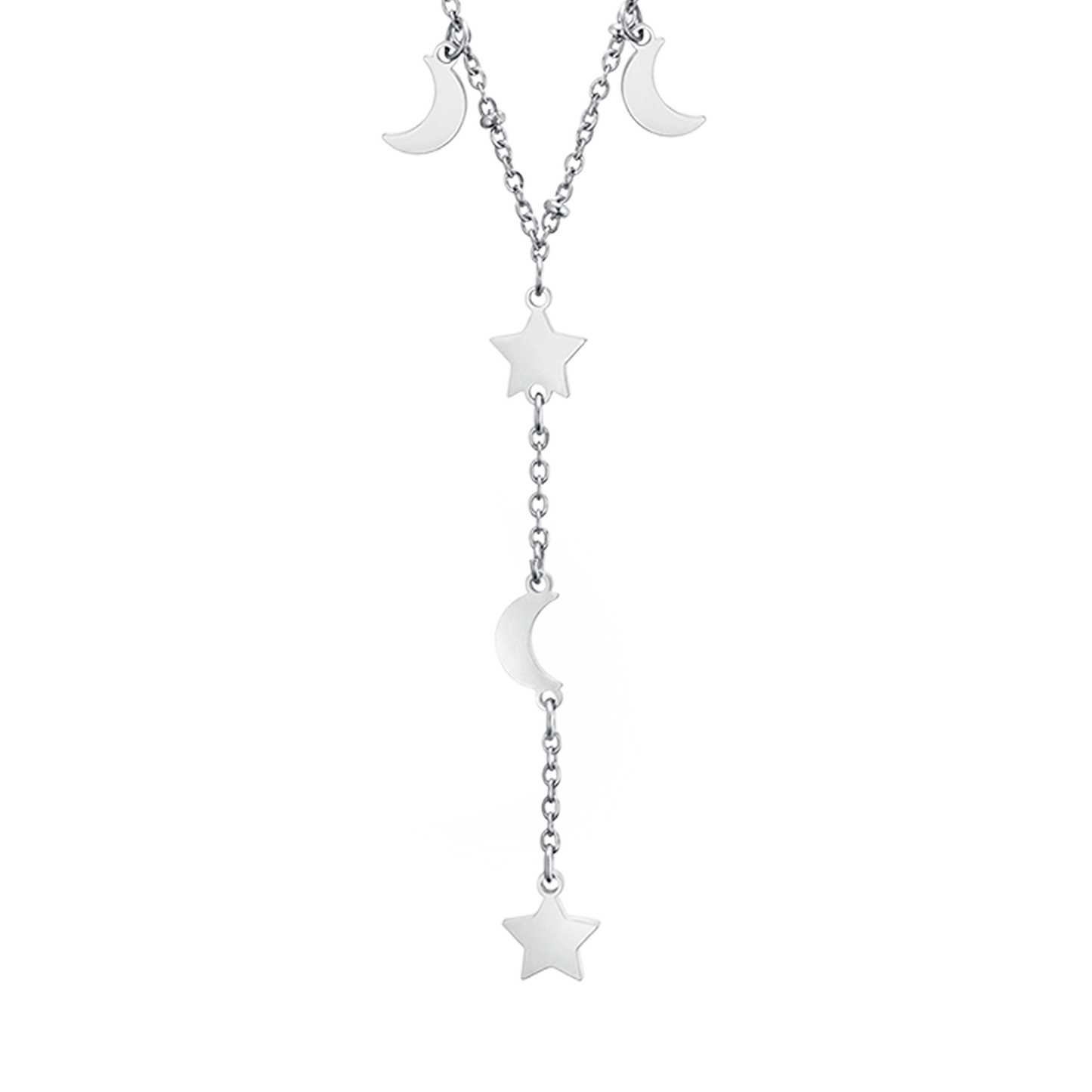 COLLANA IN ACCIAIO CON STELLE E LUNE