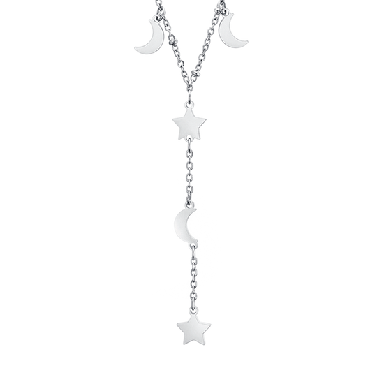 COLLANA IN ACCIAIO CON STELLE E LUNE