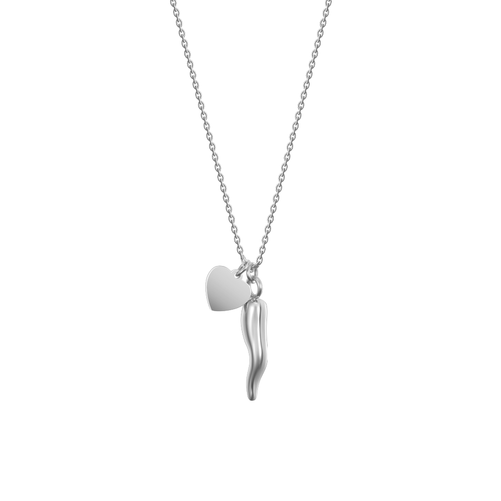 COLLANA DONNA IN ACCIAIO CON CUORE E CORNO Luca Barra