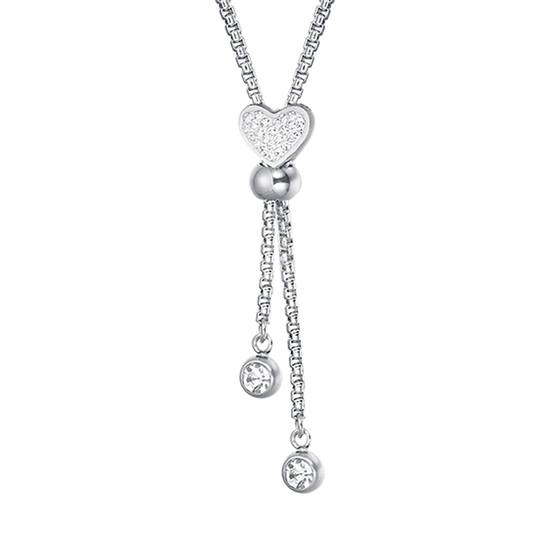 COLLANA IN ACCIAIO CON CUORE CON CRISTALLI BIANCHI