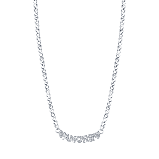 COLLANA DONNA IN ACCIAIO AMORE CON CRISTALLI BIANCHI