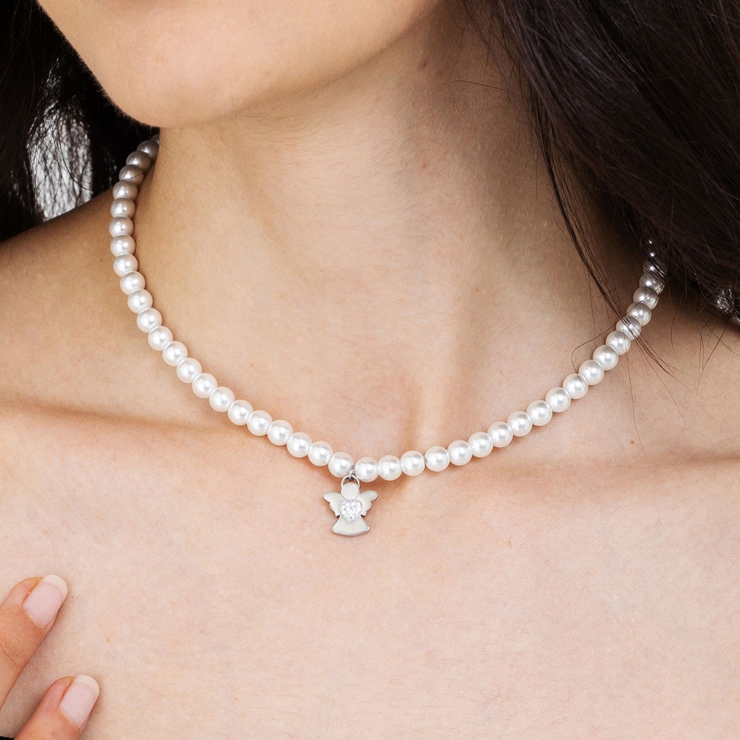 Angelo Custode Con Collana A Perla Drachensilber – Statuetta E Gioiello In Confezione Regalo, Colore Perla Casuale