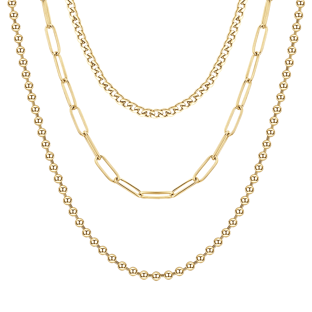 COLLANA DONNA IN ACCIAIO IP GOLD MULTIFILO