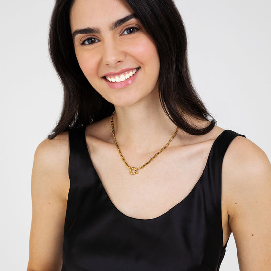 COLLANA DONNA IN ACCIAIO IP GOLD CON MOSCHETTONE
