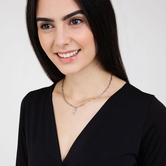 COLLANA DONNA IN ACCIAIO CON INFINITO E CRISTALLI BIANCHI E MAGLIA CATENA