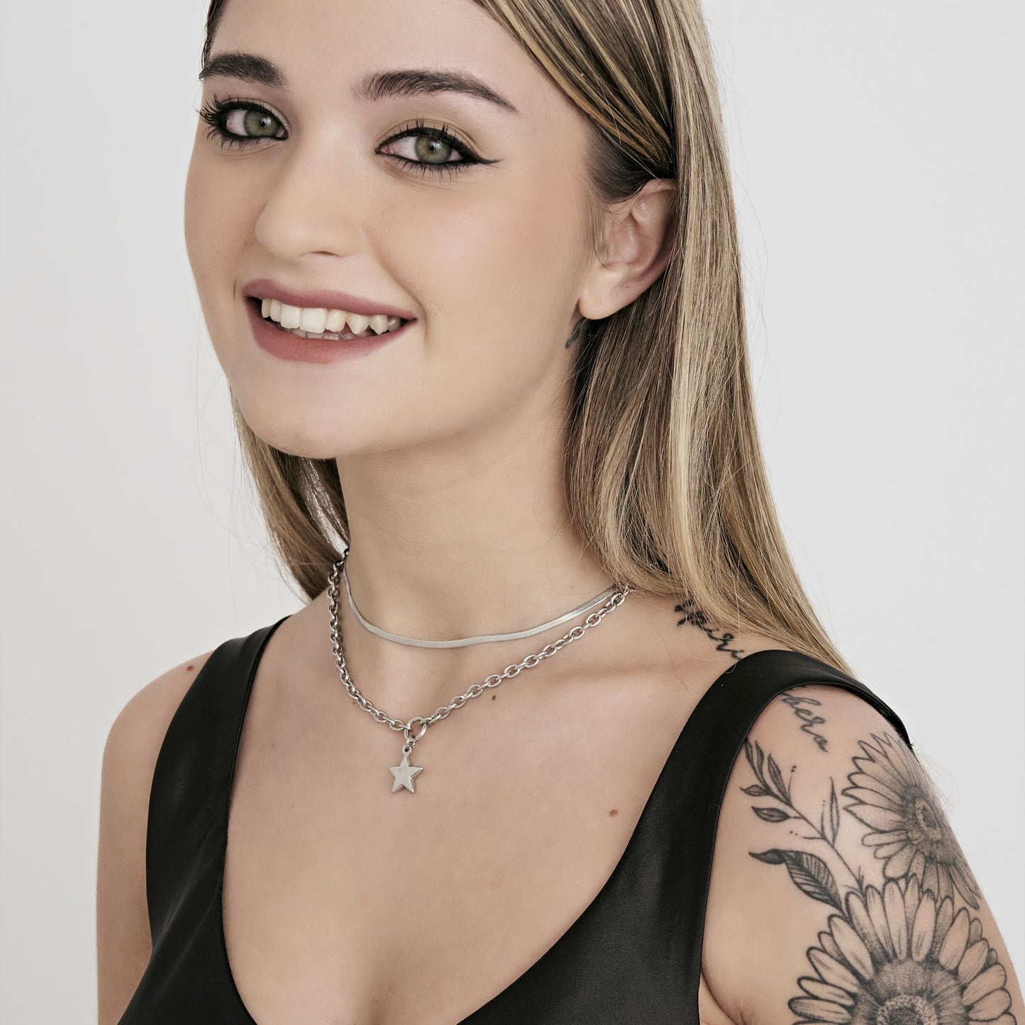 Yumilok Collana Argento 925 Con Ciondolo A Stella E Catenina A Y Regolabile - Gioiello Minimal Per Donne E Ragazze, Idea Regalo Con Sacchetto Incluso
