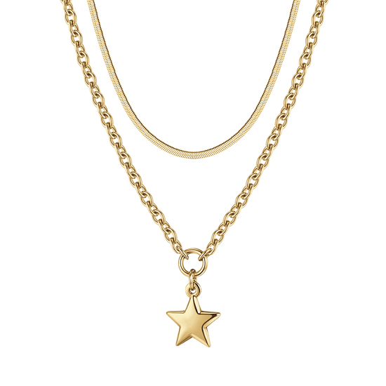 COLLANA DONNA IN ACCIAIO IP GOLD MUTLIFILO CON STELLA