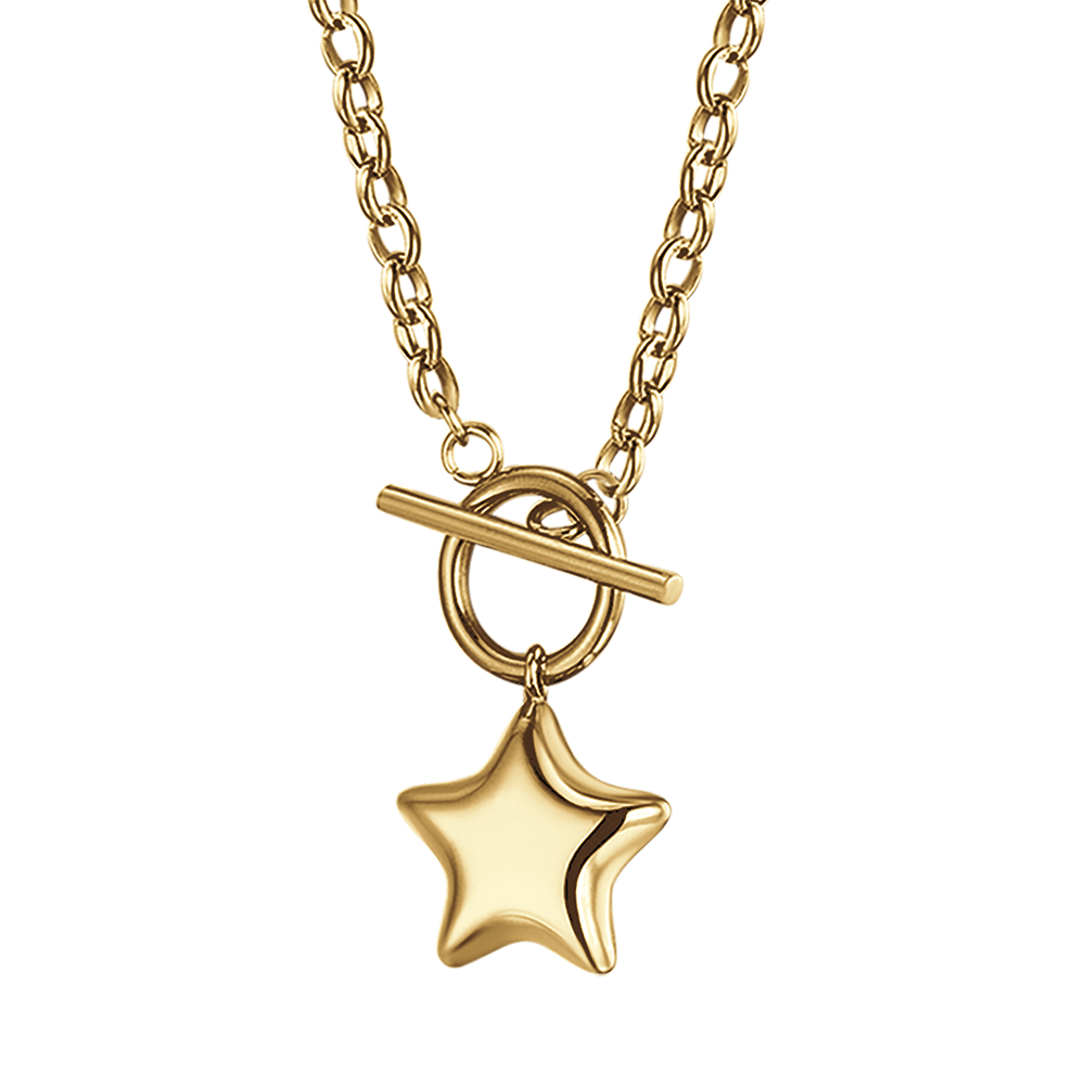 COLLANA DONNA IN ACCIAIO IP GOLD CON STELLA E CUORE