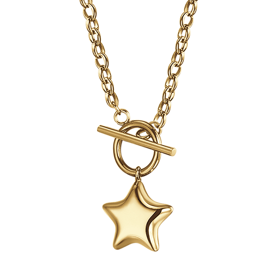 COLLANA DONNA IN ACCIAIO IP GOLD CON STELLA E CUORE