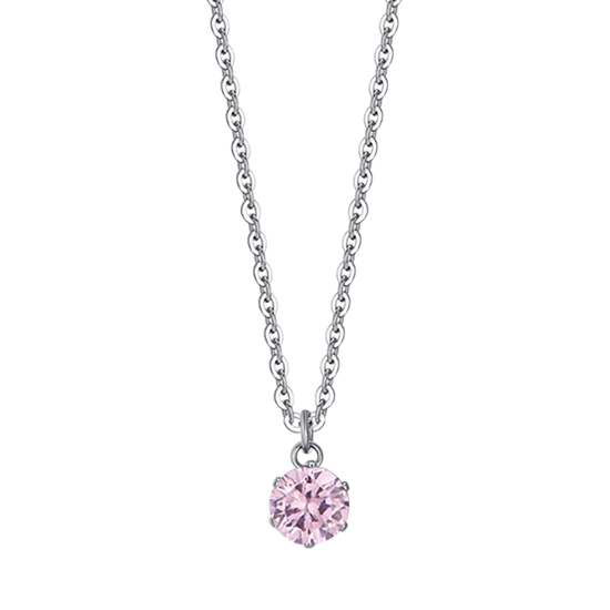COLLANA DONNA IN ACCIAIO CON CRISTALLO ROSA