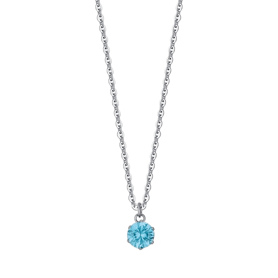 COLLANA DONNA IN ACCIAIO CON CRISTALLO AZZURRO
