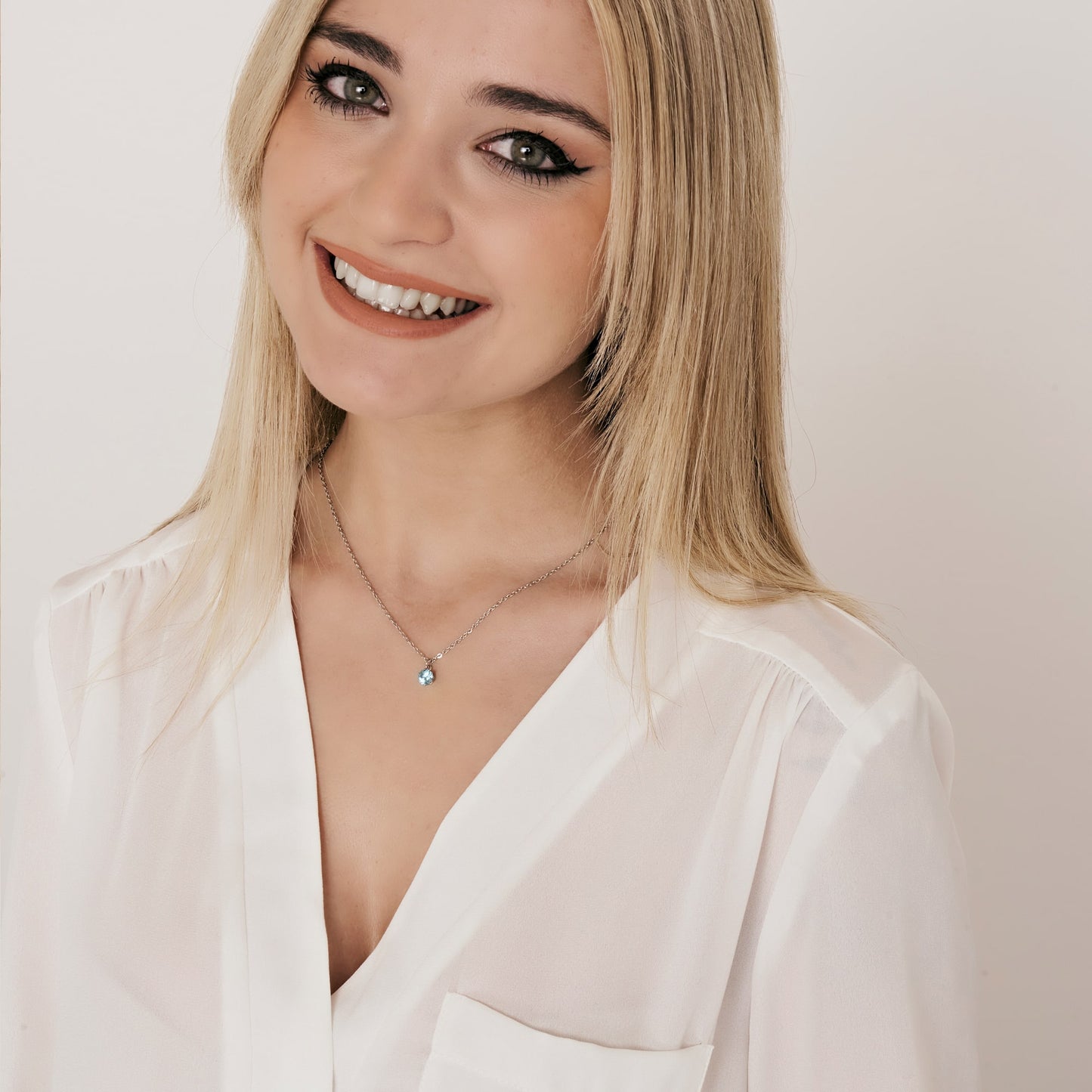 COLLANA DONNA IN ACCIAIO CON CRISTALLO AZZURRO