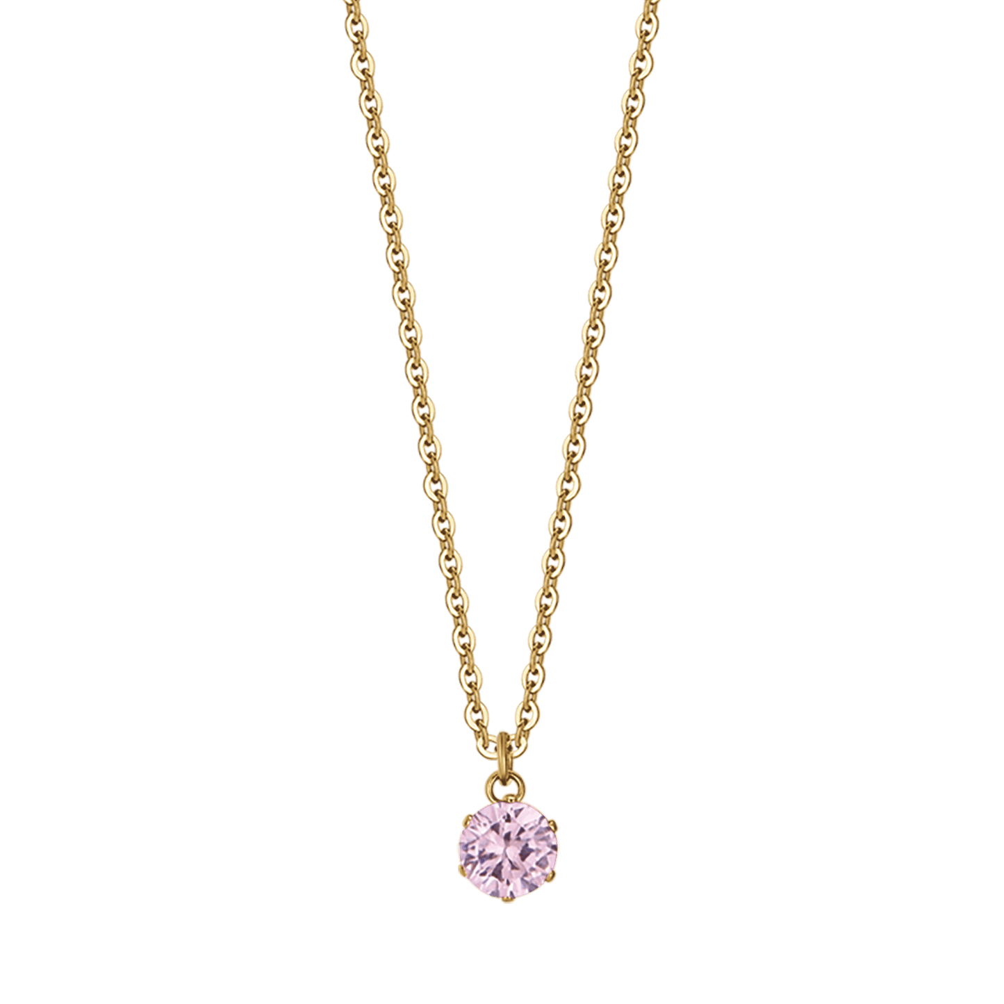 COLLANA DONNA IN ACCIAIO CON CRISTALLO ROSA