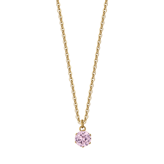 COLLANA DONNA IN ACCIAIO CON CRISTALLO ROSA