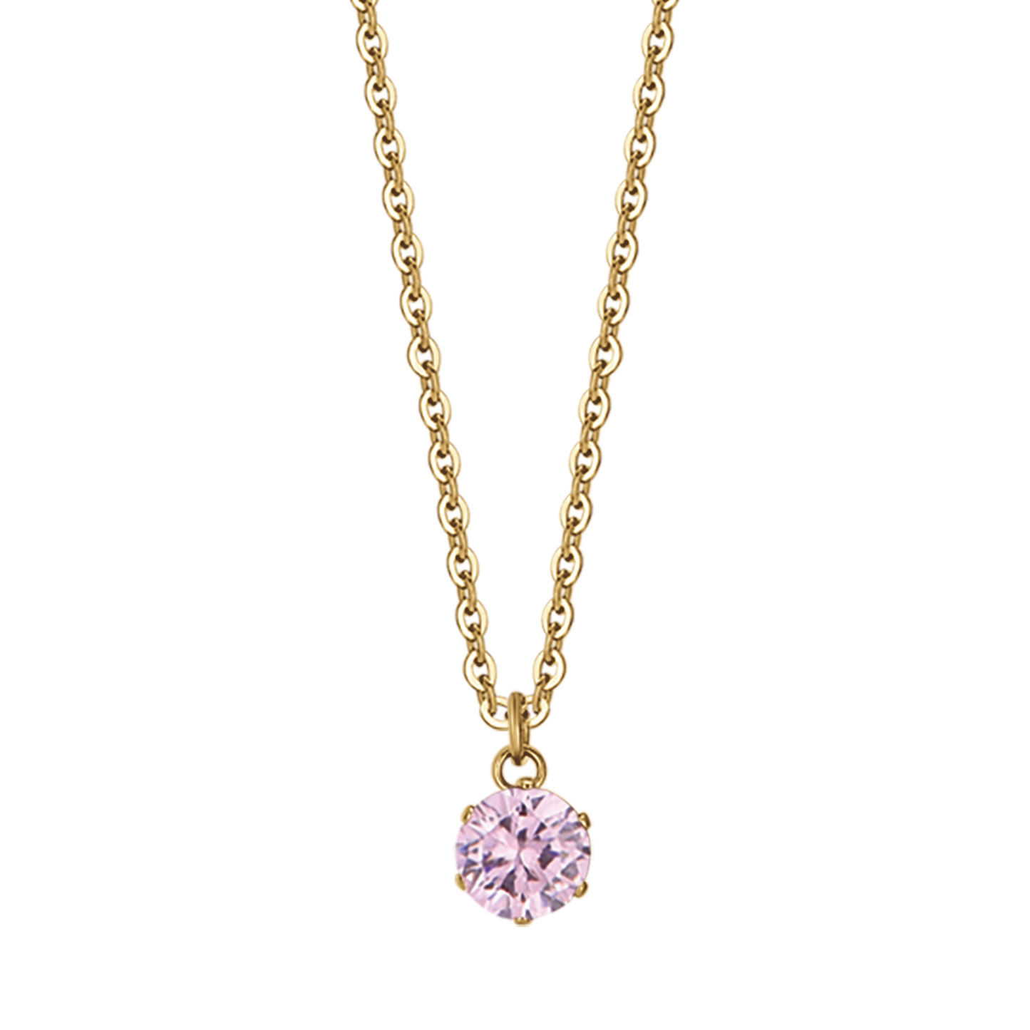 COLLANA DONNA IN ACCIAIO CON CRISTALLO ROSA
