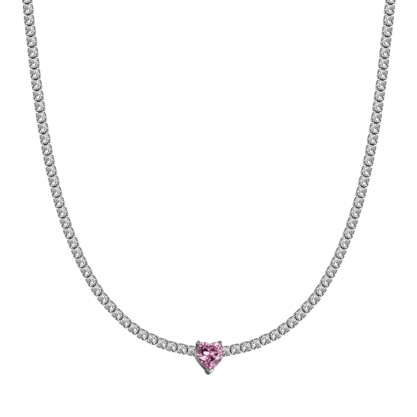 COLLANA DONNA IN ACCIAIO CON CRISTALLI BIANCHI E CUORE CRISTALLO