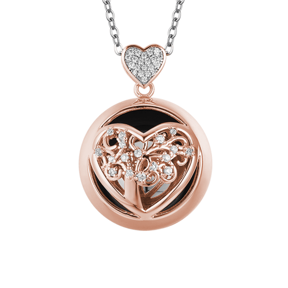COLLANA CHIAMA ANGELI IN ACCIAIO CON CUORE IN METALLO E SFERA IN METALLO