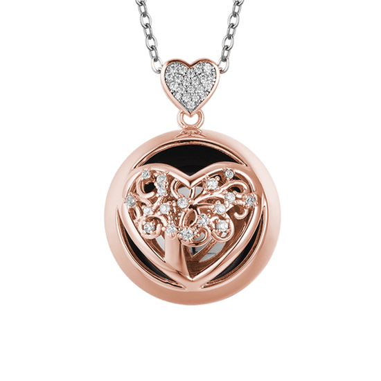 COLLANA CHIAMA ANGELI IN ACCIAIO CON CUORE IN METALLO E SFERA IN METALLO