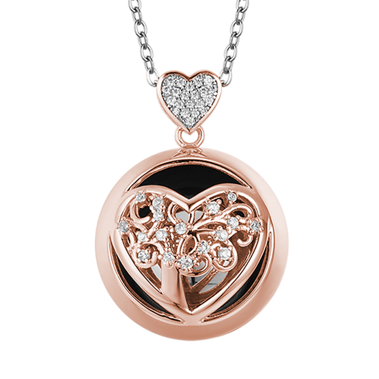 COLLANA CHIAMA ANGELI IN ACCIAIO CON CUORE IN METALLO E SFERA IN METALLO
