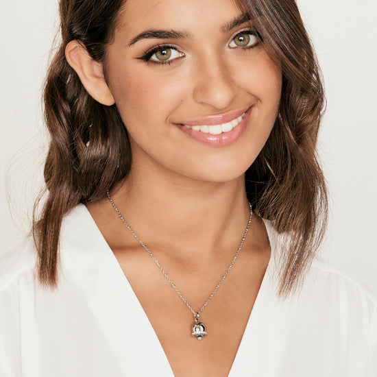 Ciondolo Campanella Grande In Oro Giallo E Bianco 18Kt - Foto 9