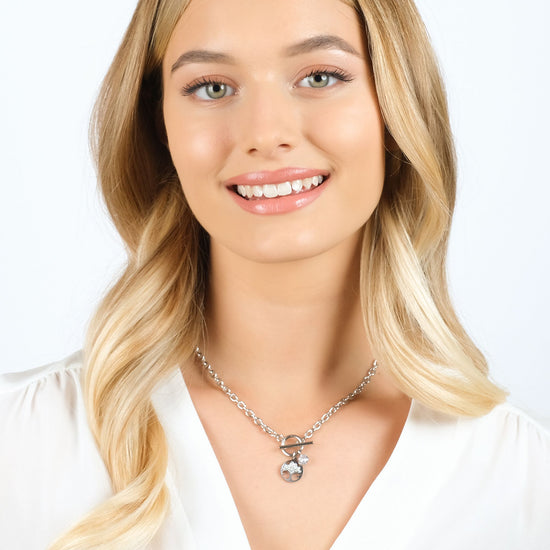 COLLANA DONNA IN ACCIAIO CON ALBERO DELLA VITA CON CRISTALLI BIANCHI