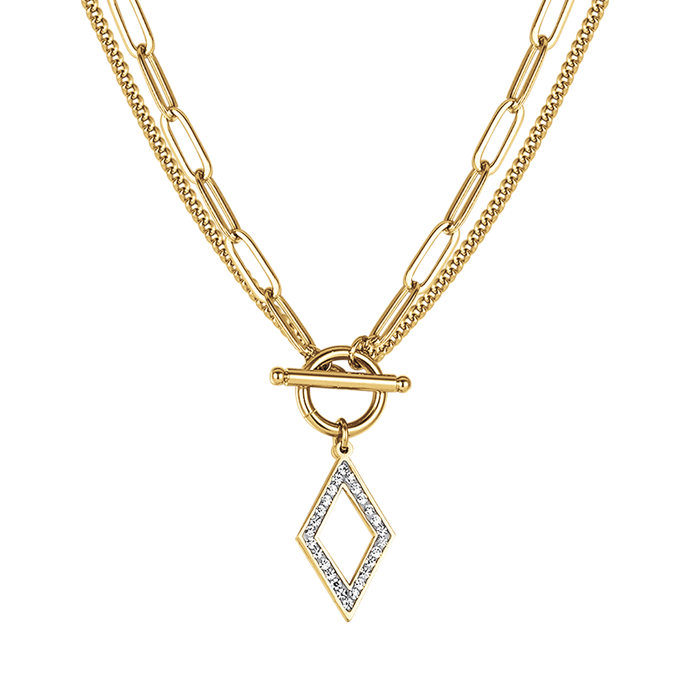 COLLANA DONNA IN ACCIAIO CON CRISTALLI BIANCHI