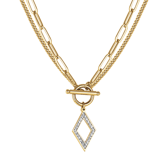 COLLANA DONNA IN ACCIAIO CON CRISTALLI BIANCHI