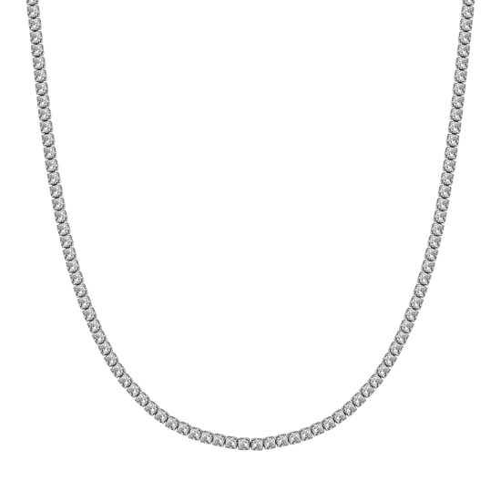 COLLANA TENNIS DONNA IN ACCIAIO CON CRISTALLI BIANCHI DA 4 MM