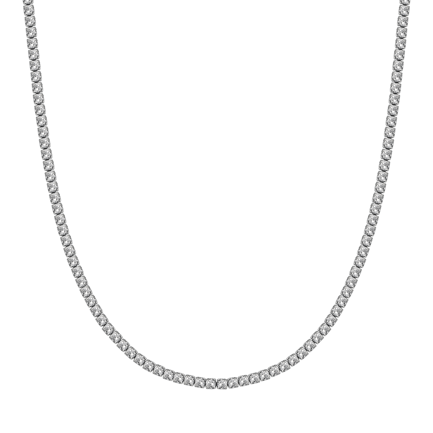 COLLANA TENNIS DONNA IN ACCIAIO CON CRISTALLI BIANCHI DA 4 MM