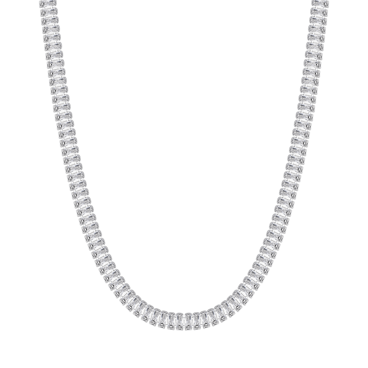 COLLANA TENNIS DONNA IN ACCIAIO CON CRISTALLI BAGUETTE BIANCHI