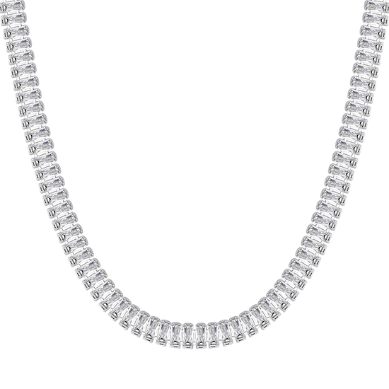 COLLANA TENNIS DONNA IN ACCIAIO CON CRISTALLI BAGUETTE BIANCHI