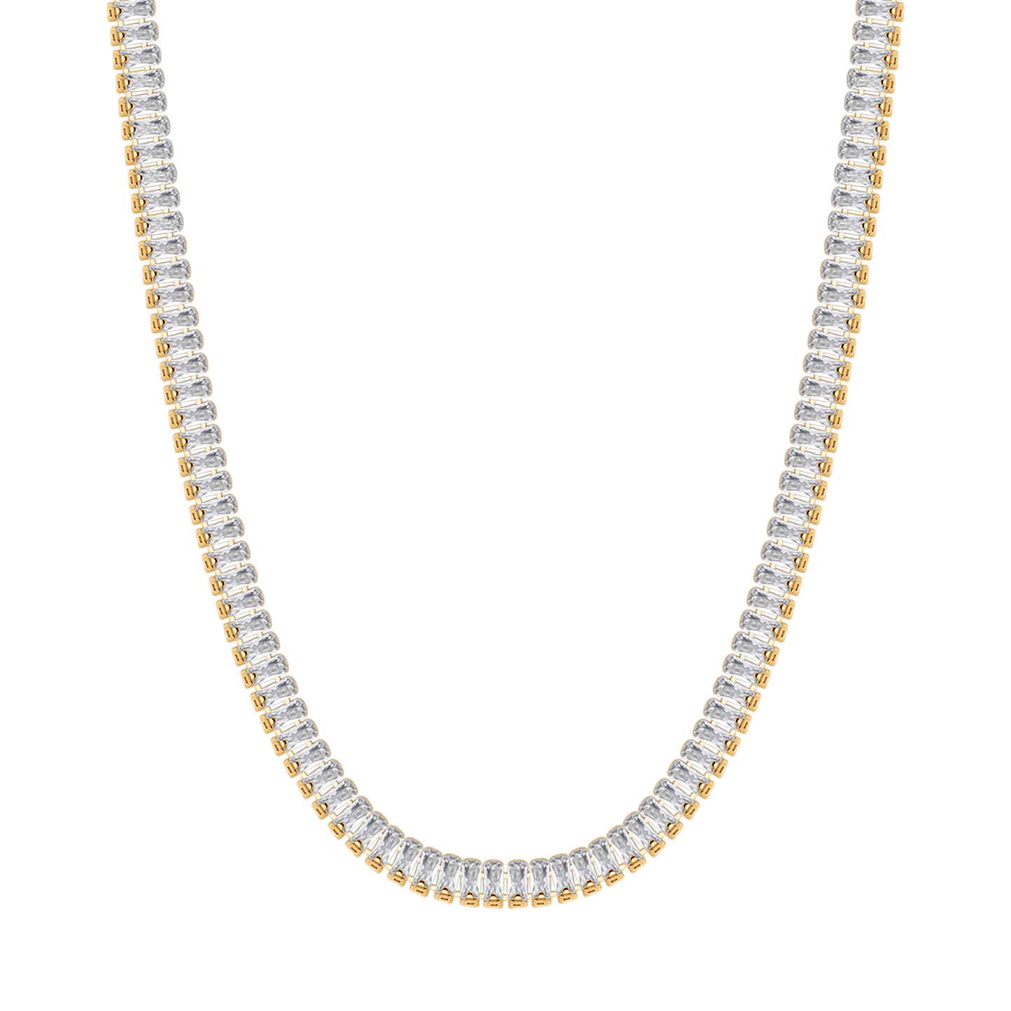 COLLANA TENNIS DONNA IN ACCIAIO CON CRISTALLI BAGUETTE BIANCHI