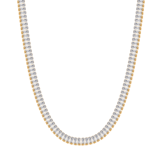 COLLANA TENNIS DONNA IN ACCIAIO CON CRISTALLI BAGUETTE BIANCHI