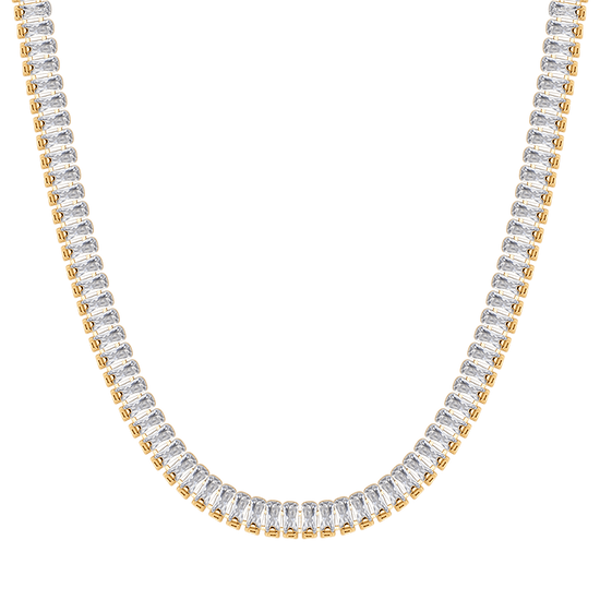 COLLANA TENNIS DONNA IN ACCIAIO CON CRISTALLI BAGUETTE BIANCHI
