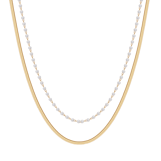 COLLANA DONNA IN ACCIAIO CON PERLE BIANCHE