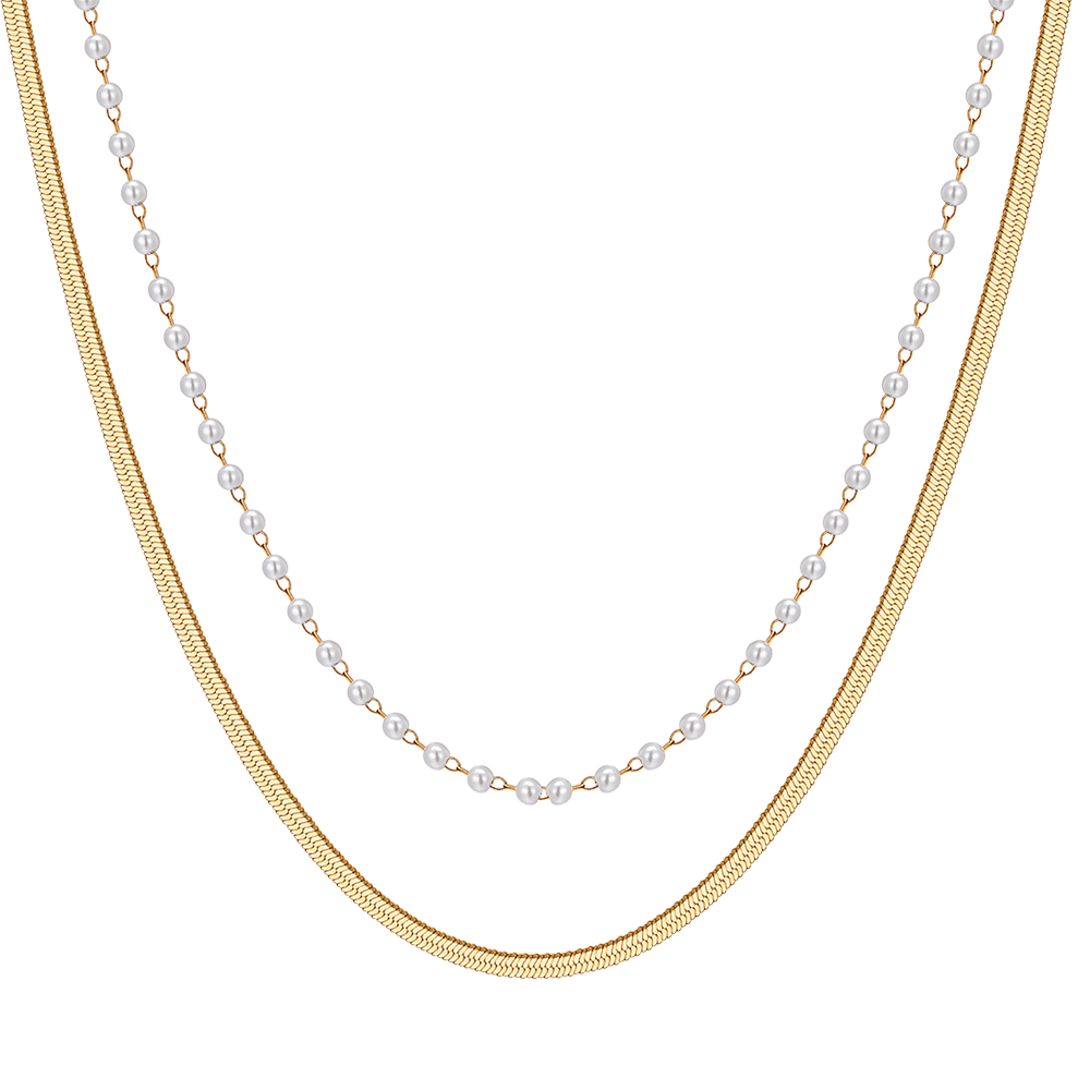 COLLANA DONNA IN ACCIAIO CON PERLE BIANCHE