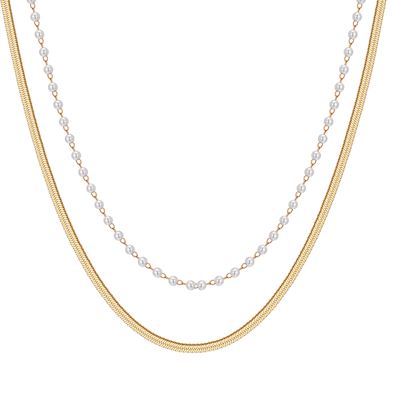 COLLANA DONNA IN ACCIAIO CON PERLE BIANCHE