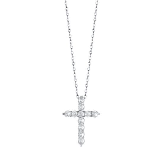 GAVU Collana Donna Con Ciondolo Croce In Argento 925 E Zirconia Cubica – Elegante E Ipoallergenica