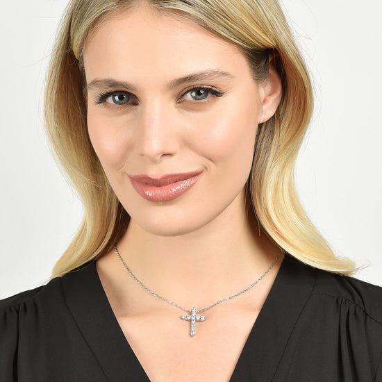 GAVU Collana Argento 925 da Donna con Ciondolo Croce di Diamanti di Zirconia Cubica, Collana Punto Luce da Donna con Crocifisso, Collana Comunione e Cresima GAVU Collana Argento 925 da Donna con Ciondolo Croce di Diamanti di Zirconia Cubica, Collana Punto Luce da Donna con Crocifisso, Collana Comunione e Cresima