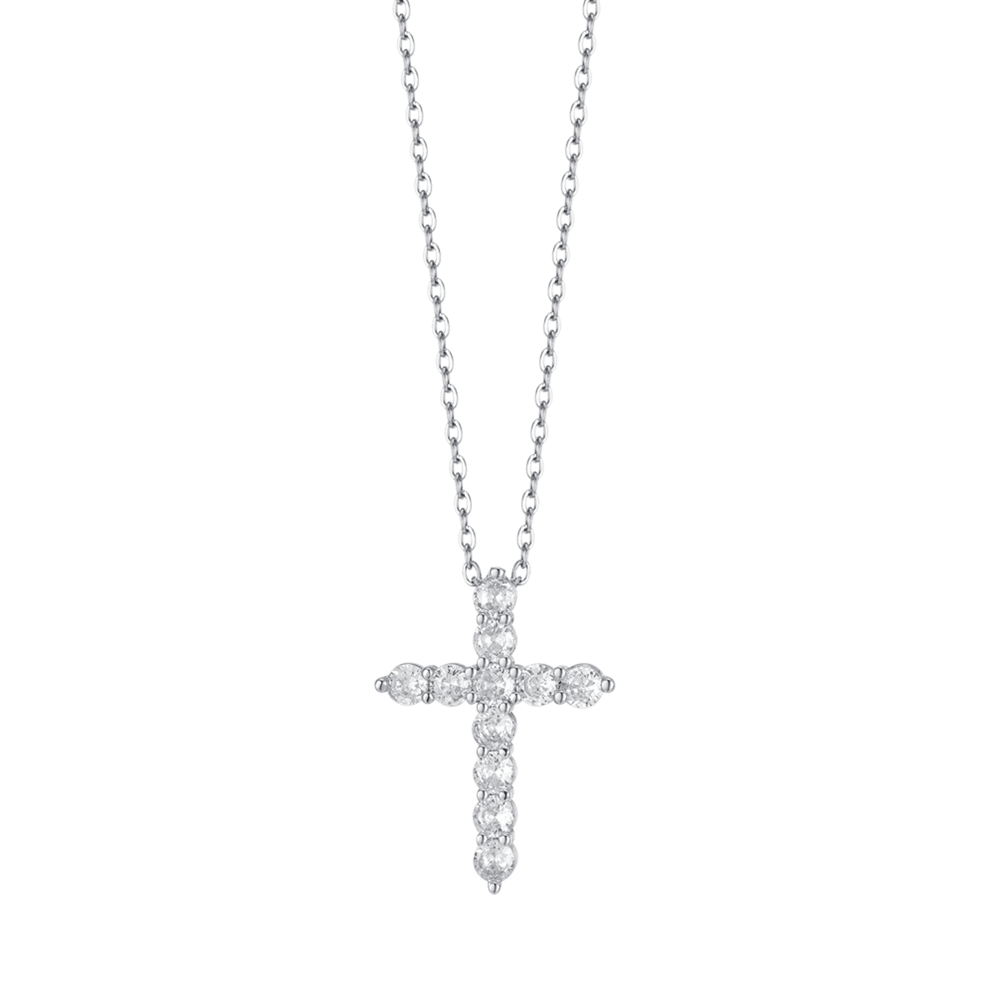 COLLANA DONNA IN ACCIAIO CON CROCE CON CRISTALLI BIANCHI