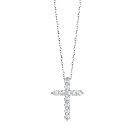COLLANA DONNA IN ACCIAIO CON CROCE CON CRISTALLI BIANCHI