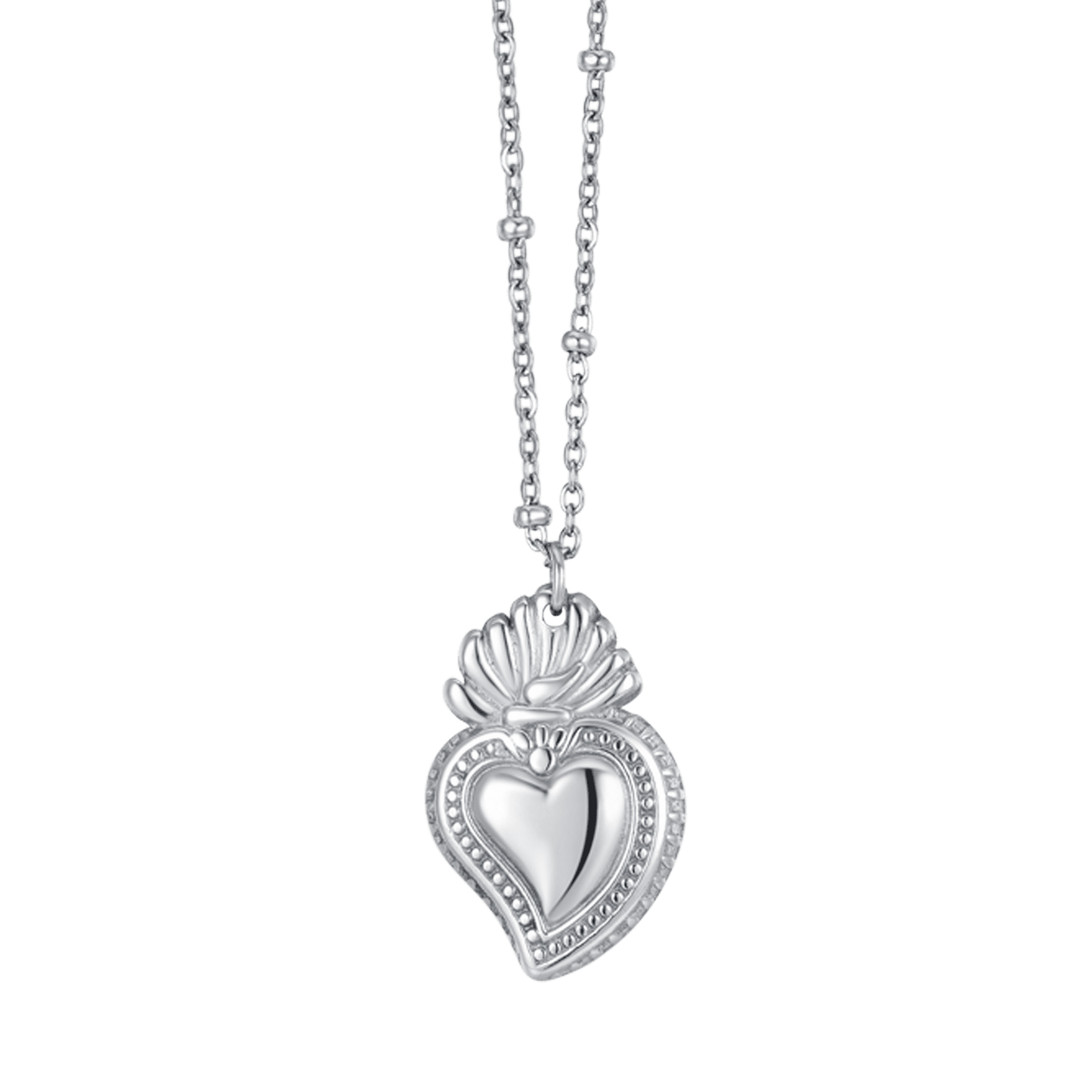 COLLANA DONNA IN ACCIAIO CON CUORE SACRO