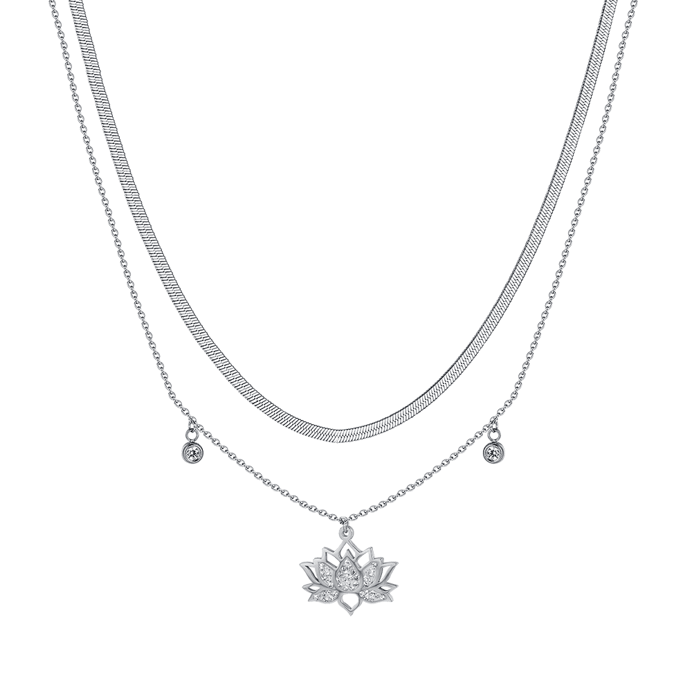 Collana Ciondolo Fiore Di Loto In Argento 925 Delicato Semplice