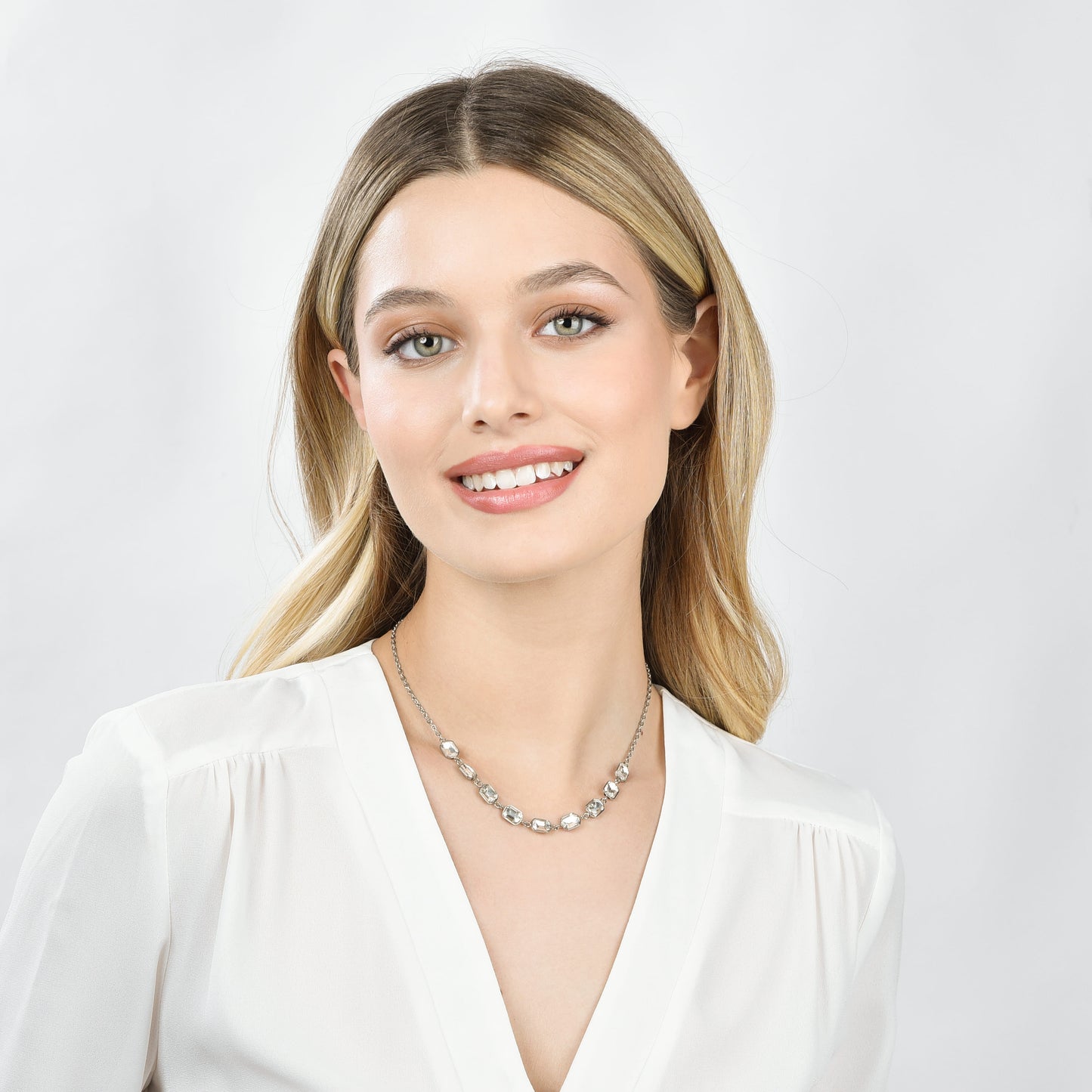 COLLANA DONNA IN ACCIAIO CON CRISTALLI BIANCHI
