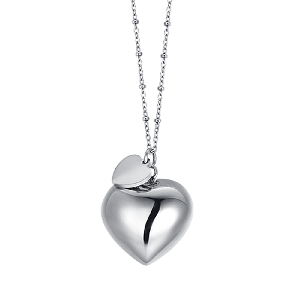 COLLANA CHIAMA ANGELI IN ACCIAIO CON CIONDOLO CUORE E CUORE CHARM