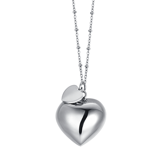 COLLANA CHIAMA ANGELI IN ACCIAIO CON CIONDOLO CUORE E CUORE CHARM