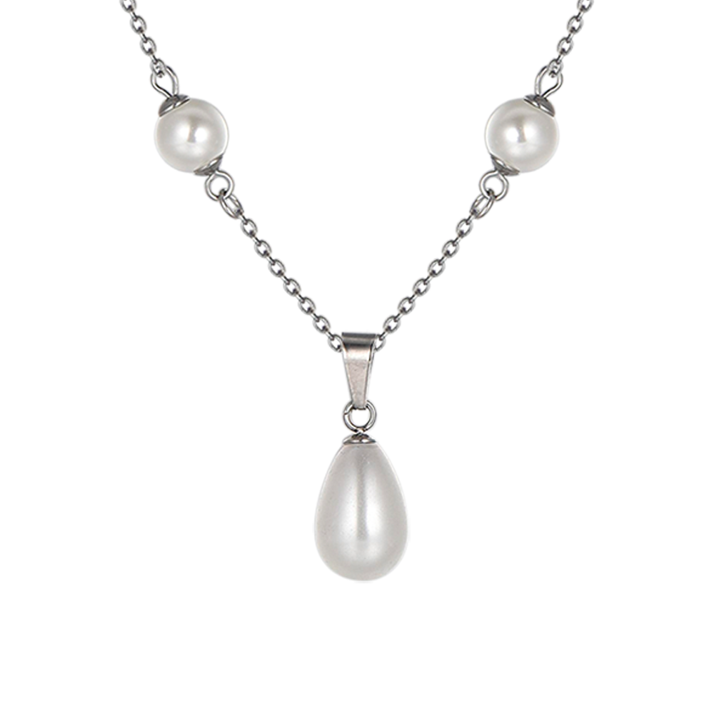 COLLANA DONNA IN ACCIAIO CON PERLE