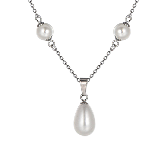 COLLANA DONNA IN ACCIAIO CON PERLE