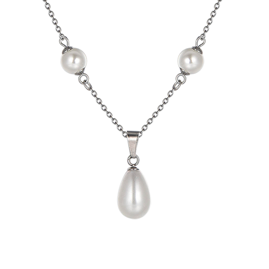 COLLANA DONNA IN ACCIAIO CON PERLE