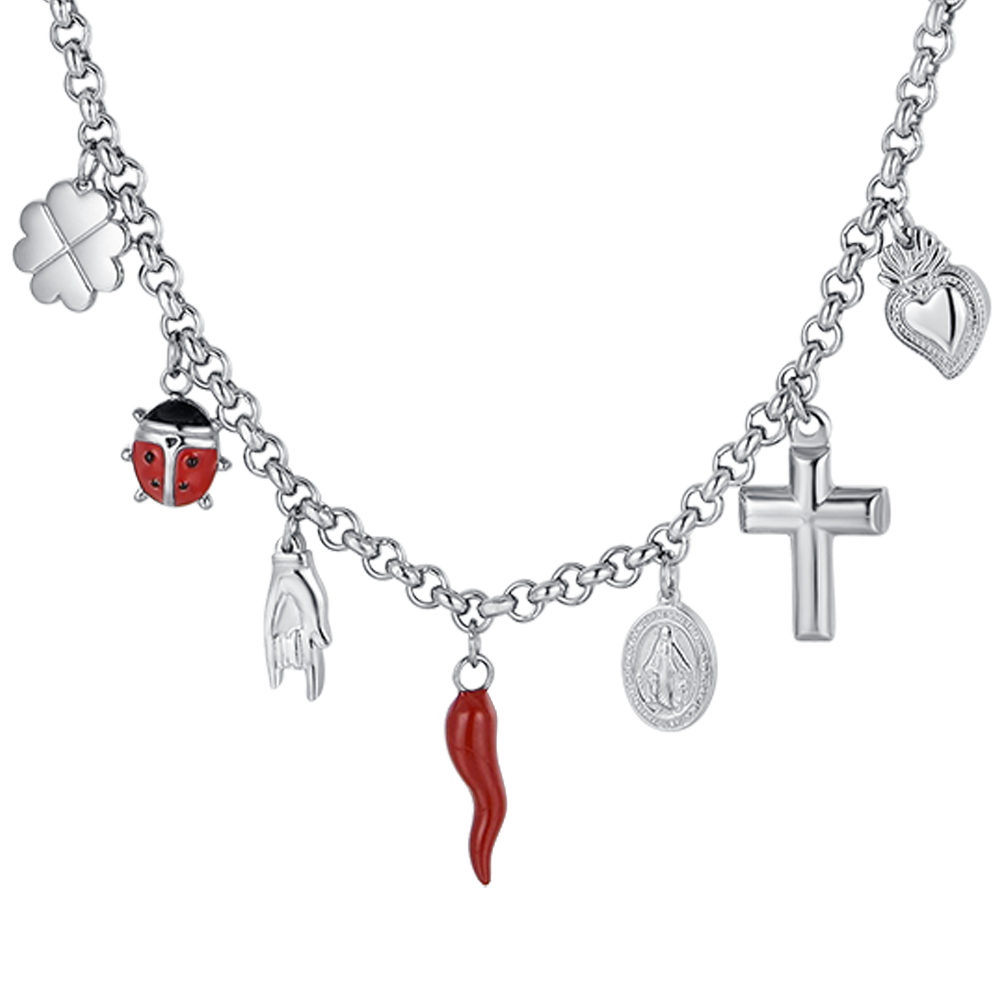 COLLANA DONNA IN ACCIAIO CON CHARMS